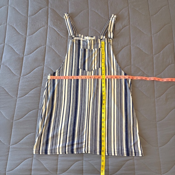 Eye Candy Overall‎ Dress Cream Blue Stripes Size XL - Picture 3 of 5